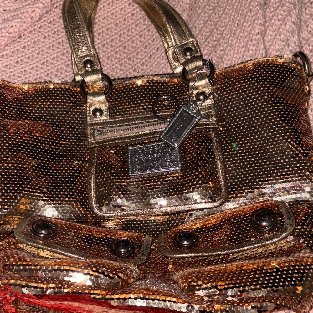 Coach large gold sequin purse! Like new and never worn!